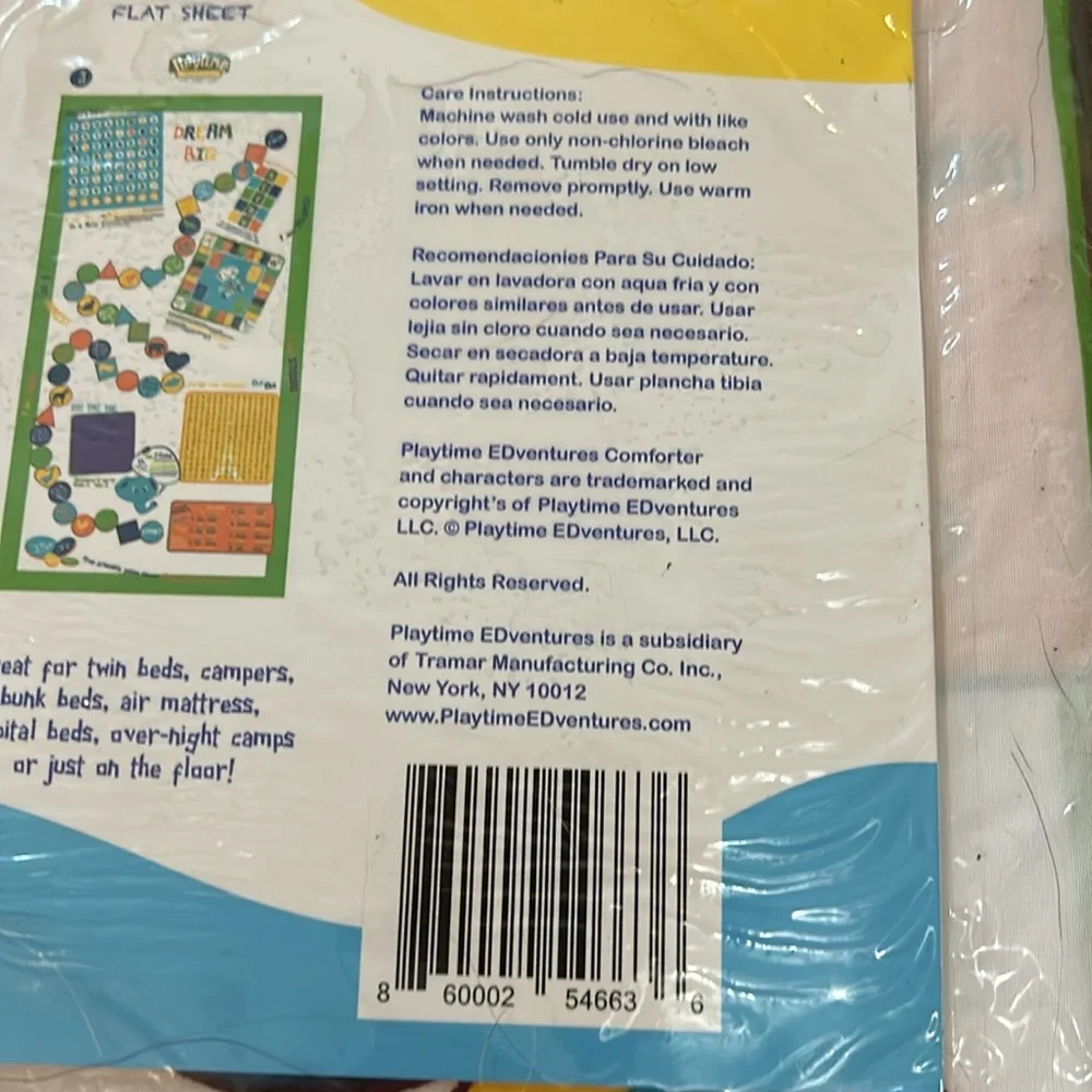 Playtime Bed Sheets - Soft Breathable 75 Fun Games & Puzzles‎ - Unisex Twin new